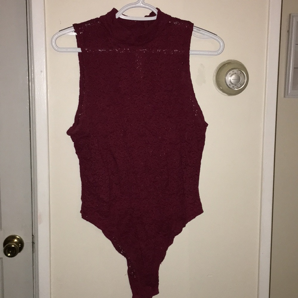 Maroon sheet lace bodysuit size Medium